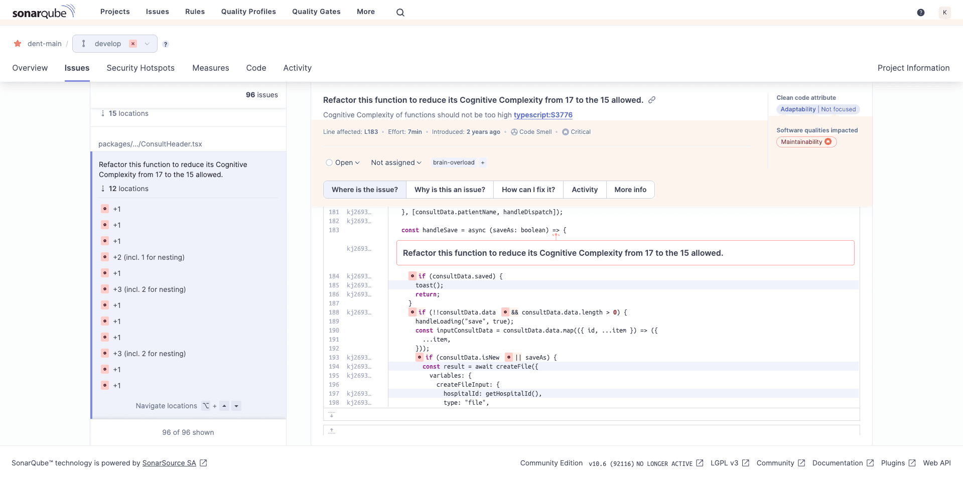 SonarQube 상세 Issue